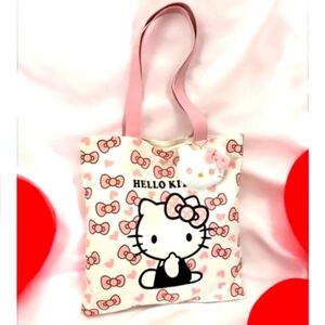 NEW Hello Kitty Canvas Hearts & Bows Tote
